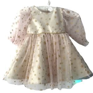 Rare Editions puffy Sz 3T hothouse gold star toddler Chritmas holiday dress